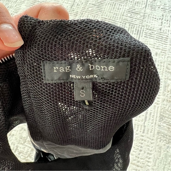 Rag & Bone Black Silk Blouse Tank Top with Mesh Cutout and Back Zipper Detail - Picture 7 of 7